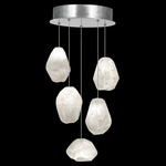 Natural Inspirations Quartz Multi Light Pendant - Silver Leaf / Clear Quartz