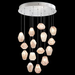 Natural Inspirations Quartz Multi Light Pendant - Silver Leaf / Natural Quartz