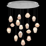 Natural Inspirations Quartz Multi Light Pendant - Silver Leaf / Natural Quartz