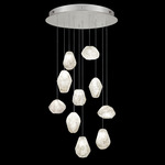 Natural Inspirations Quartz Multi Light Pendant - Silver Leaf / Clear Quartz