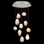 Natural Inspirations Quartz Multi Light Pendant - Silver Leaf / Natural Quartz