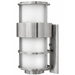 Saturn 120V Outdoor Wall Sconce w/ Opal Glass - Stainless Steel / Etched Opal