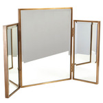 Tri-Fold Mirror - Antique Brass