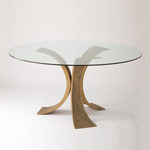 Lotus Dining Table - Antique Gold / Clear
