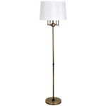 Alpine Squared Candelabra Floor Lamp - Antique Brass / Black / White Linen