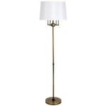 Alpine Squared Candelabra Floor Lamp - Antique Brass / Black / White Linen