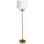Alpine Curved Candelabra Floor Lamp - Antique Brass / Hammered Bronze / White Linen