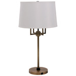 Alpine Squared Candelabra Table Lamp - Antique Brass / Black / White Linen