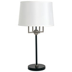 Alpine Squared Candelabra Table Lamp - Black / Satin Nickel / White Linen