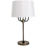 Alpine Curved Candelabra Table Lamp - Antique Brass / Hammered Bronze / White Linen