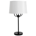 Alpine Curved Candelabra Table Lamp - Black / Supreme Silver / White Linen