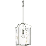 Bow Tall Glass Pendant - Sterling / Water Glass