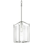 Bow Tall Glass Pendant - Sterling / Clear