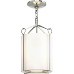 Bow Tall Semi Flush Ceiling Light - Sterling / Opal