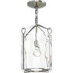 Bow Tall Semi Flush Ceiling Light - Sterling / Water Glass