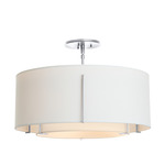 Exos Double Shade Semi Flush Ceiling Light - Sterling / Natural Anna