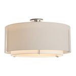 Exos Double Shade Semi Flush Ceiling Light - Sterling / Flax