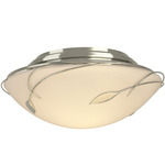 Forged Leaves Ceiling Flush Light - Sterling / Opal