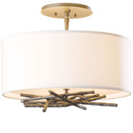 Brindille Semi Flush Ceiling Light - Bronze / Natural Anna