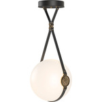 Derby Large Pendant - Antique Brass / Black Leather / Opal