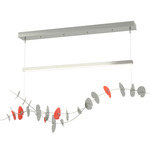 Lily Linear Pendant - Sterling / Satin Red