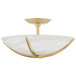 Wheatley Semi Flush Ceiling Light - Aged Brass / Alabaster