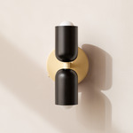 Up Down Wall Sconce - Bone Canopy / Black Upper Shade