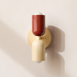 Up Down Wall Sconce - Bone Canopy / Oxide Red Upper Shade