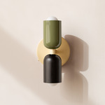 Up Down Wall Sconce - Bone Canopy / Reed Green Upper Shade