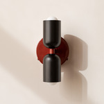 Up Down Wall Sconce - Oxide Red Canopy / Black Upper Shade