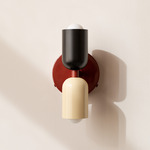 Up Down Wall Sconce - Oxide Red Canopy / Black Upper Shade