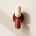 Up Down Wall Sconce - Oxide Red Canopy / Bone Upper Shade