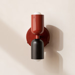 Up Down Wall Sconce - Oxide Red Canopy / Oxide Red Upper Shade