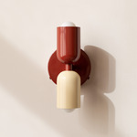 Up Down Wall Sconce - Oxide Red Canopy / Oxide Red Upper Shade