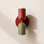 Up Down Wall Sconce - Oxide Red Canopy / Oxide Red Upper Shade