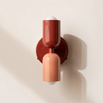 Up Down Wall Sconce - Oxide Red Canopy / Oxide Red Upper Shade