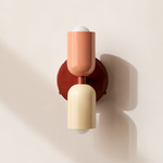 Up Down Wall Sconce - Oxide Red Canopy / Peach Upper Shade