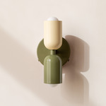 Up Down Wall Sconce - Reed Green Canopy / Bone Upper Shade