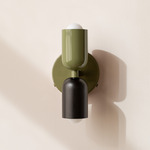 Up Down Wall Sconce - Reed Green Canopy / Reed Green Upper Shade