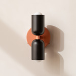 Up Down Wall Sconce - Peach Canopy / Black Upper Shade