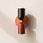 Up Down Wall Sconce - Peach Canopy / Black Upper Shade