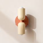 Up Down Wall Sconce - Peach Canopy / Bone Upper Shade