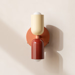 Up Down Wall Sconce - Peach Canopy / Bone Upper Shade