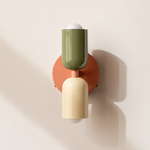 Up Down Wall Sconce - Peach Canopy / Reed Green Upper Shade