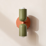 Up Down Wall Sconce - Peach Canopy / Reed Green Upper Shade