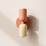 Up Down Wall Sconce - Peach Canopy / Peach Upper Shade