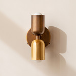 Brass Up Down Wall Sconce - Patina Brass Canopy / Patina Brass Upper Shade