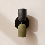 Ceramic Up Down Wall Sconce - Black Canopy / Black Clay Upper Shade