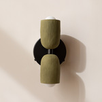 Ceramic Up Down Wall Sconce - Black Canopy / Green Clay Upper Shade