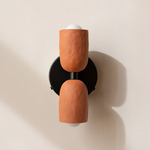 Ceramic Up Down Wall Sconce - Black Canopy / Terracotta Upper Shade